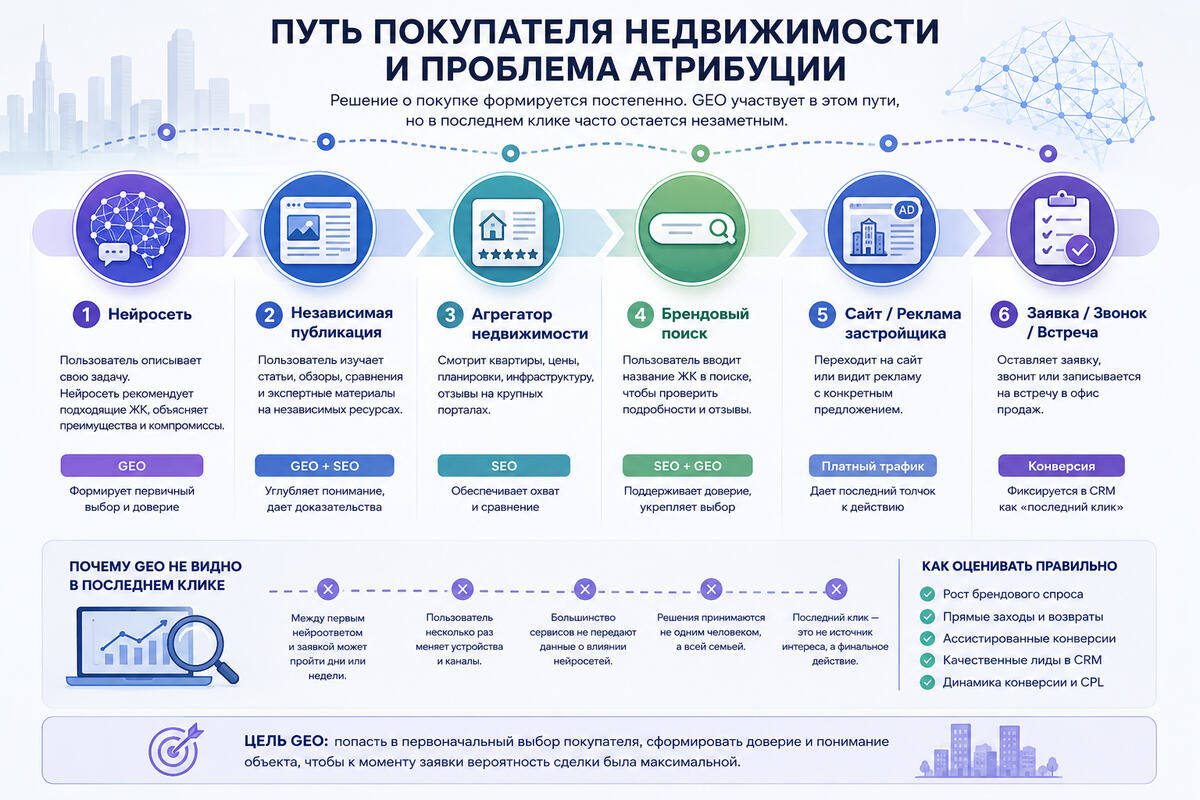 Путь покупателя недвижимости от нейроответа к заявке и проблема атрибуции GEO